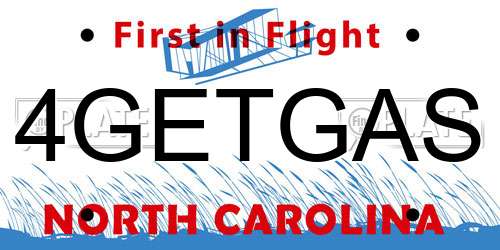 4GETGAS North Carolina License Plate