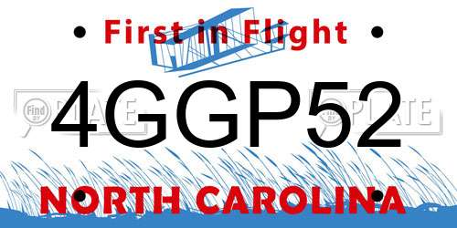 4GGP52 North Carolina License Plate