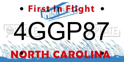 4GGP87 North Carolina License Plate