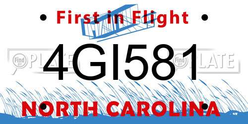 4GI581 North Carolina License Plate