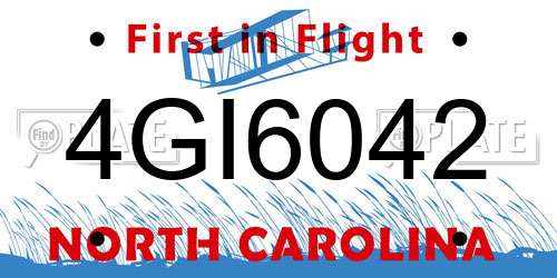 4GI6042 North Carolina License Plate