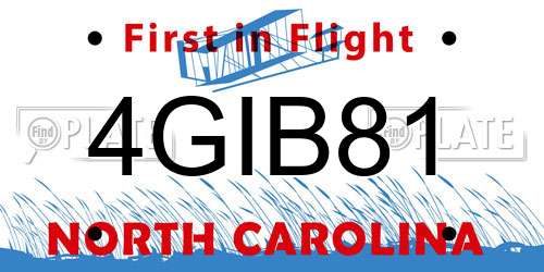 4GIB81 North Carolina License Plate