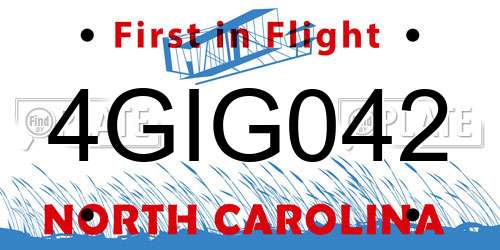 4GIG042 North Carolina License Plate