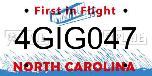 4GIG047 North Carolina License Plate