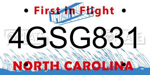 4GSG831 North Carolina License Plate