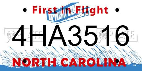 4HA3516 North Carolina License Plate