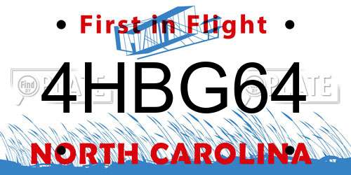 4HBG64 North Carolina License Plate