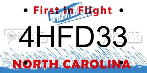 4HFD33 North Carolina License Plate