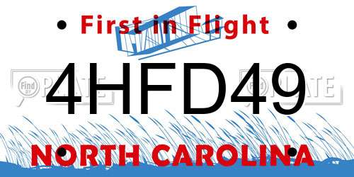 4HFD49 North Carolina License Plate