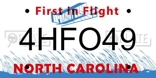 4HFO49 North Carolina License Plate