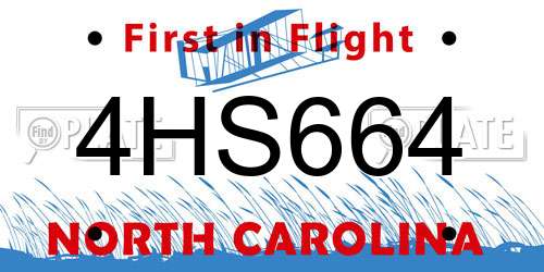 4HS664 North Carolina License Plate