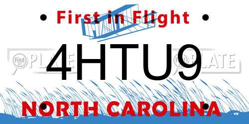 4HTU9 North Carolina License Plate