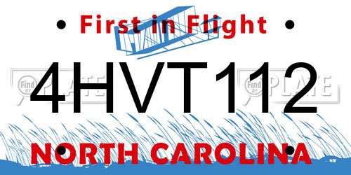 4HVT112 North Carolina License Plate
