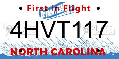 4HVT117 North Carolina License Plate