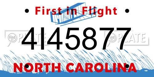 4I45877 North Carolina License Plate