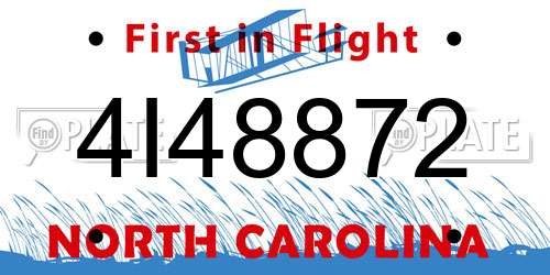 4I48872 North Carolina License Plate