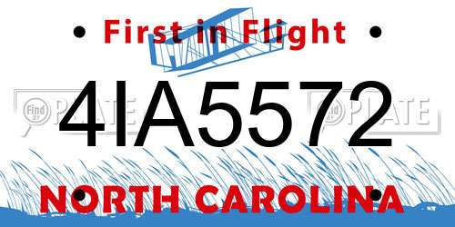 4IA5572 North Carolina License Plate