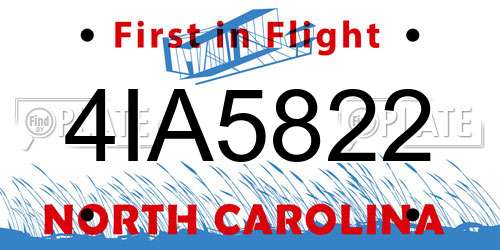 4IA5822 North Carolina License Plate