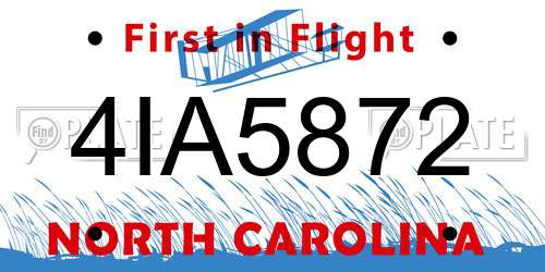 4IA5872 North Carolina License Plate