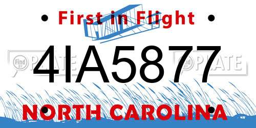 4IA5877 North Carolina License Plate