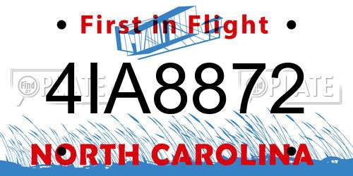 4IA8872 North Carolina License Plate