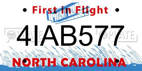4IAB577 North Carolina License Plate