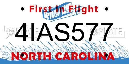 4IAS577 North Carolina License Plate