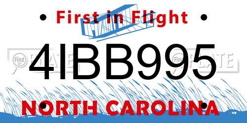 4IBB995 North Carolina License Plate