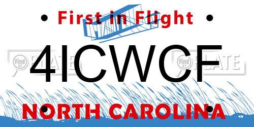 4ICWCF North Carolina License Plate