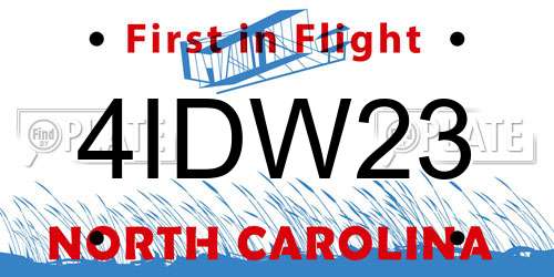 4IDW23 North Carolina License Plate