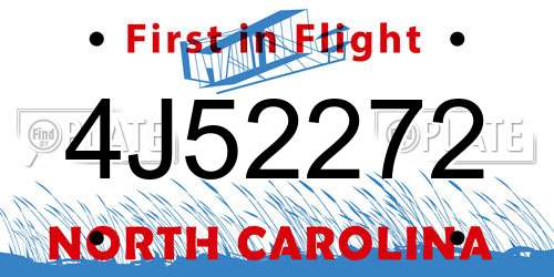4J52272 North Carolina License Plate
