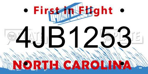 4JB1253 North Carolina License Plate