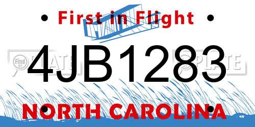 4JB1283 North Carolina License Plate