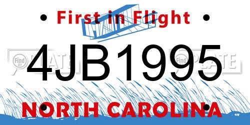 4JB1995 North Carolina License Plate