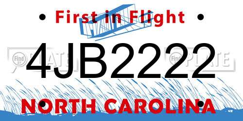4JB2222 North Carolina License Plate