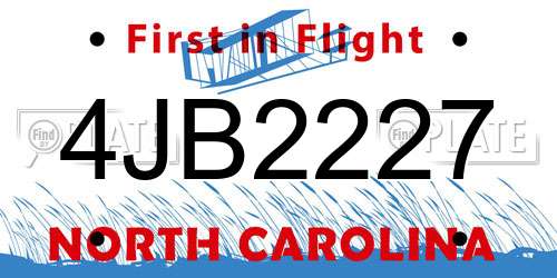 4JB2227 North Carolina License Plate