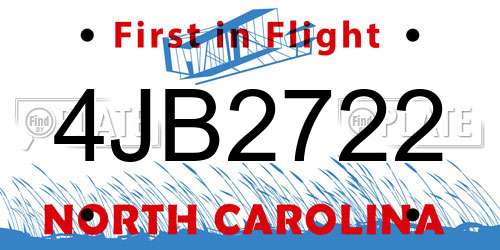 4JB2722 North Carolina License Plate