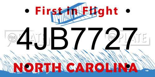 4JB7727 North Carolina License Plate