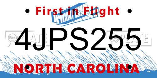 4JPS255 North Carolina License Plate