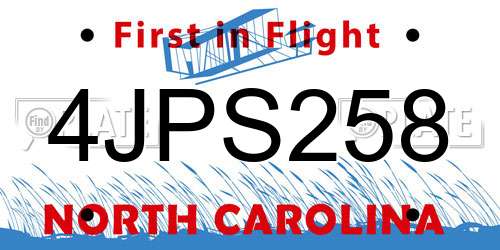 4JPS258 North Carolina License Plate