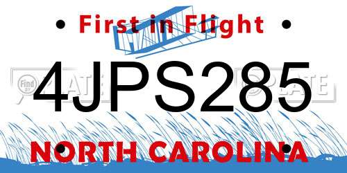 4JPS285 North Carolina License Plate