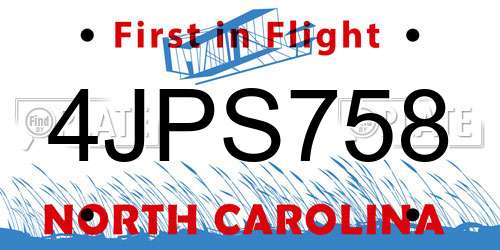4JPS758 North Carolina License Plate