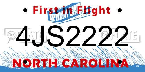 4JS2222 North Carolina License Plate