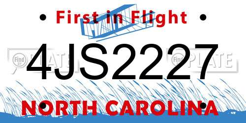 4JS2227 North Carolina License Plate