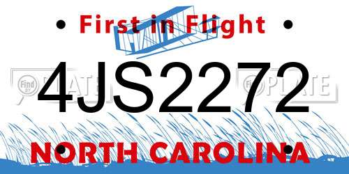 4JS2272 North Carolina License Plate