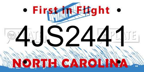 4JS2441 North Carolina License Plate