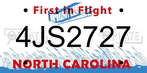 4JS2727 North Carolina License Plate