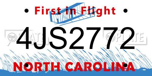 4JS2772 North Carolina License Plate