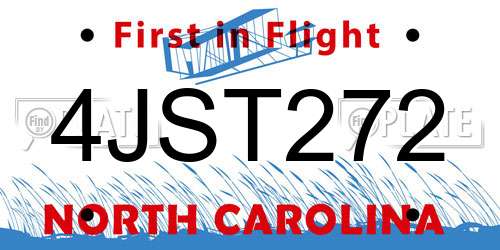 4JST272 North Carolina License Plate