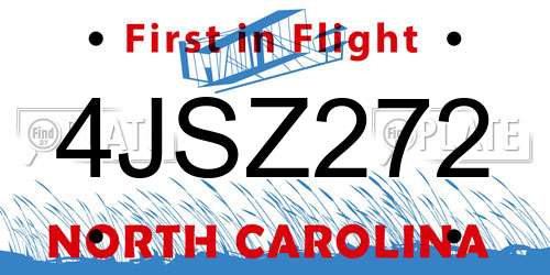 4JSZ272 North Carolina License Plate